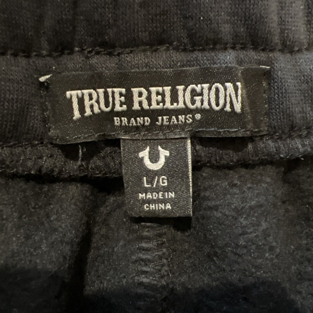 True Religion Antique Buddha Fleece Jogger‎ Pants Black Athleisure - Picture 4 of 7